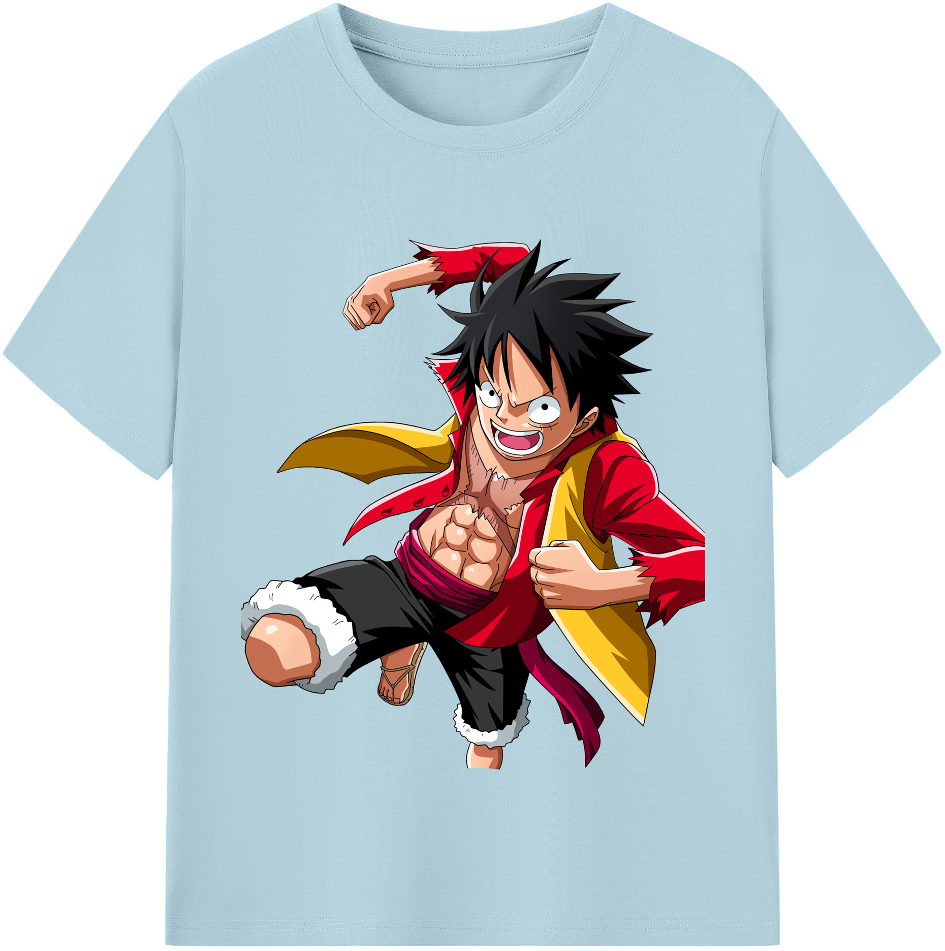 ワンピース モンキー・D・ルフィ ONE PIECE Monkey D. Luffy 綿100％半袖Tシャツ（フロントプリント）
